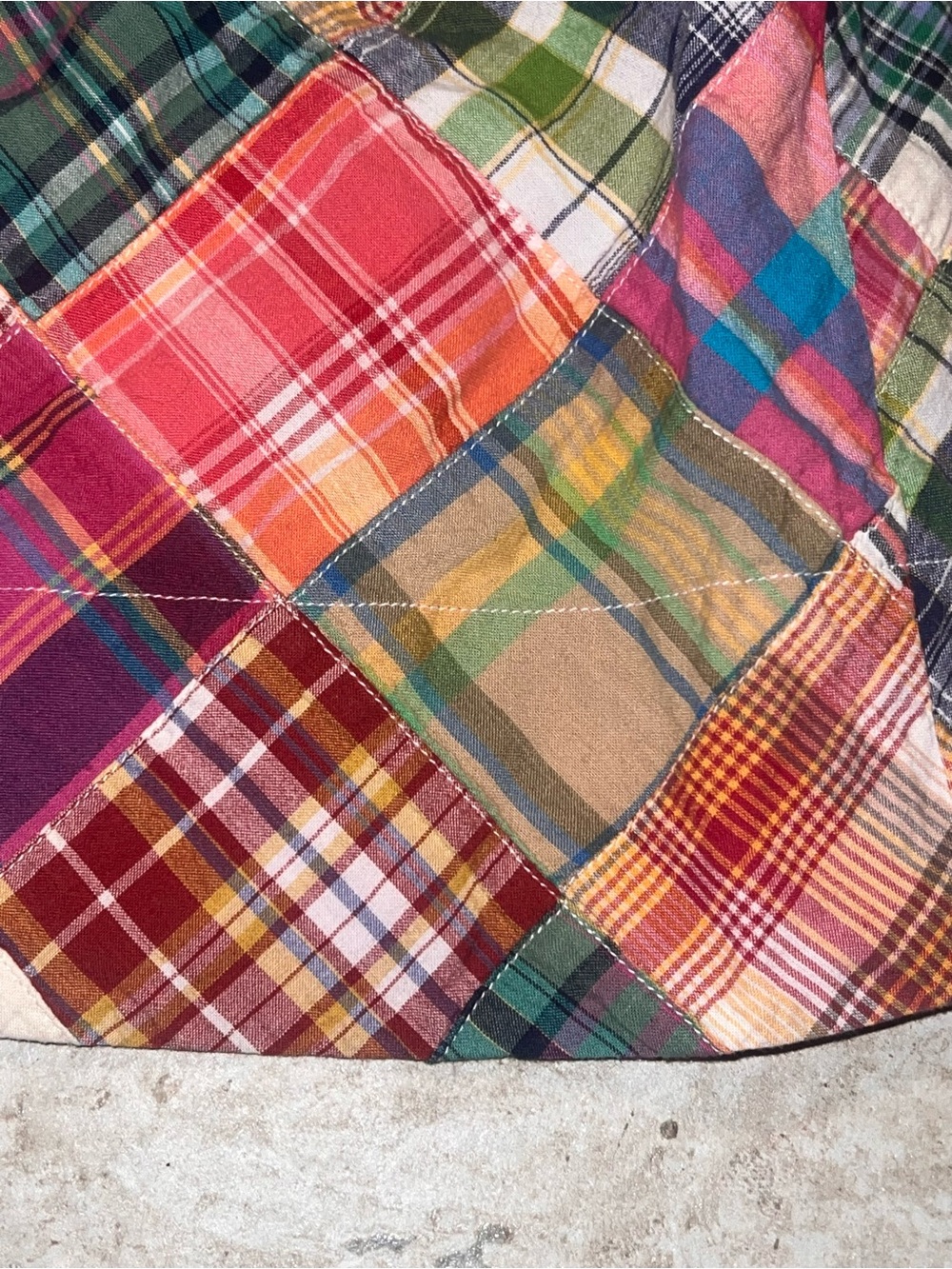 Y2K VTG CAbi Patchwork Skirt, Madris Pink Plaid Patch Mini Skirt pockets size 2 - Picture 9 of 12